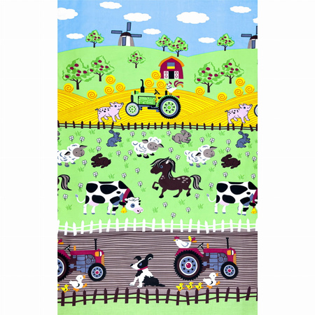 Pościel dla dziecka bawełniana 100x160 + poszewka na poduszkę 50x60 | 081far | kolorowa | farma traktor